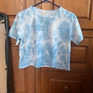 Shein blue and white crop top